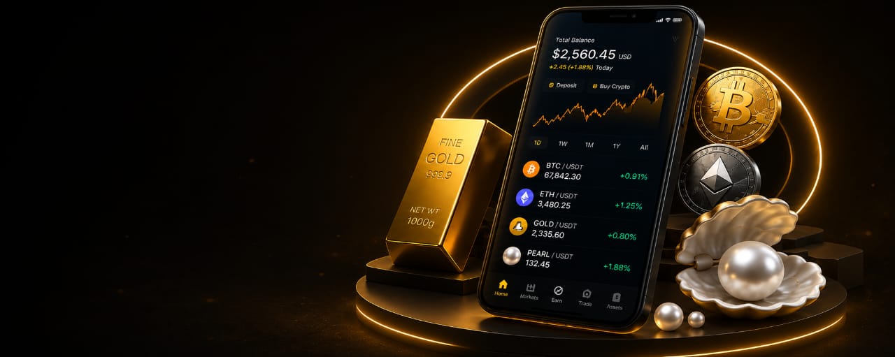 Falcon crypto trading app with gold, Bitcoin and Ethereum
